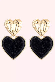 Tiny twinkle heart oorbel - Zwart