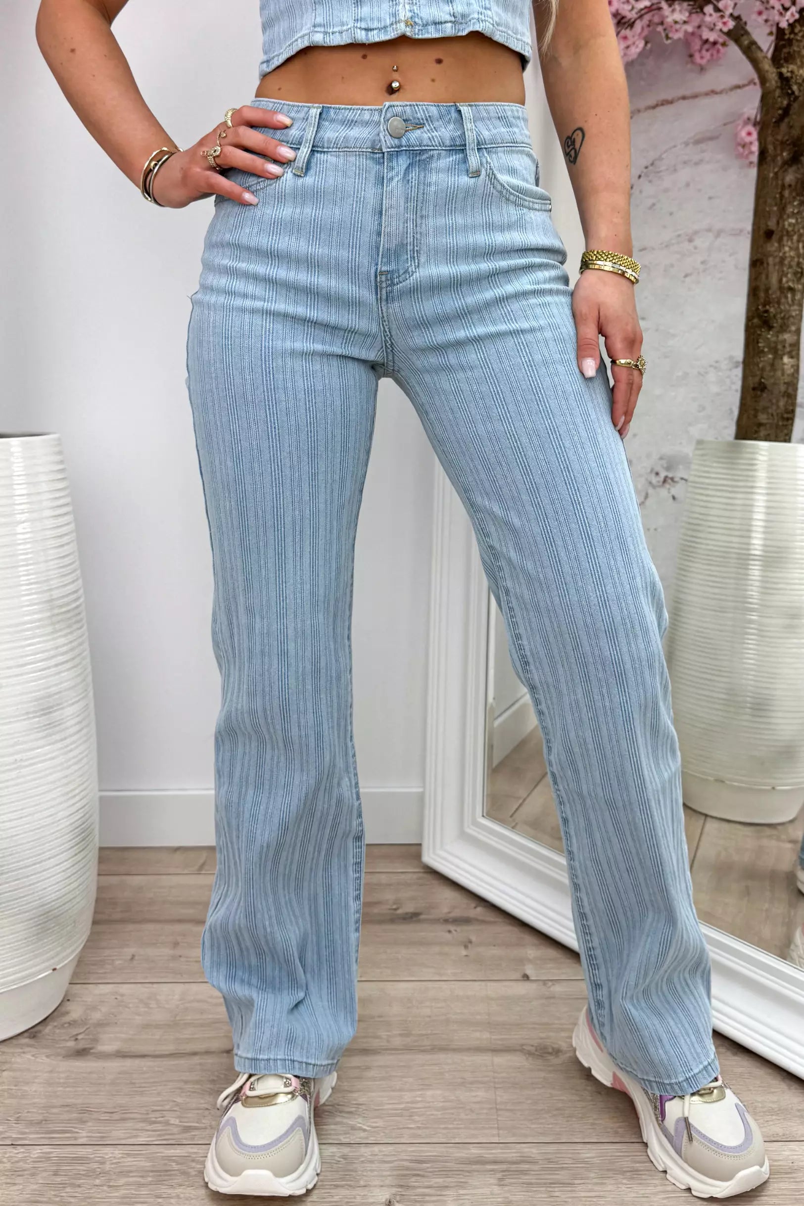 Denim stripe wide leg jeans RD2937 - Jeans blue