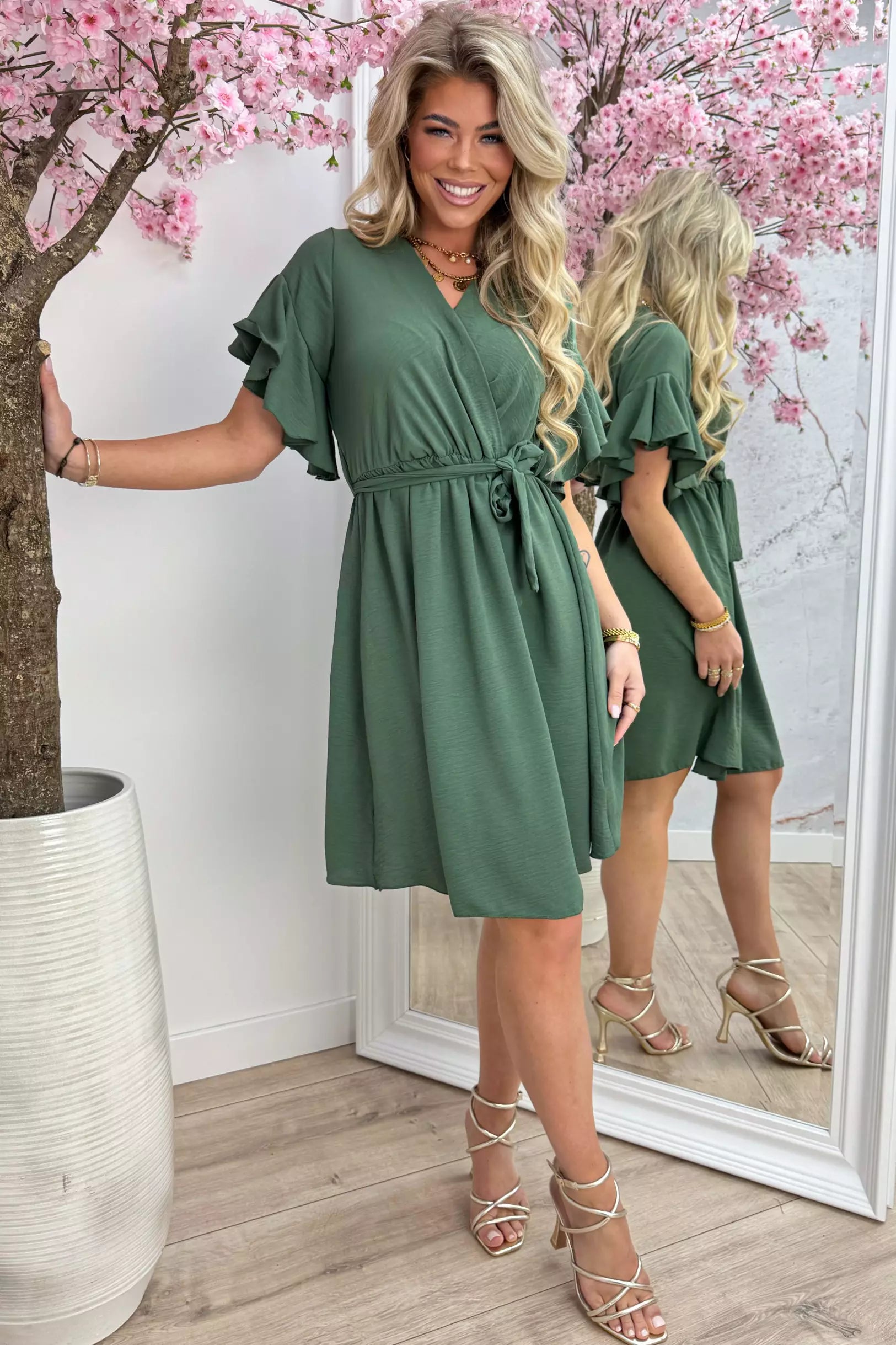 Rio Ruffle Kleid - Armee