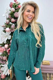 Merry & bright paillet blouse - Groen
