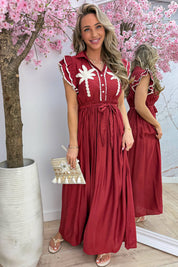 Palmtree maxi dress - Bordeaux
