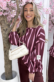 Perfect embleem stripe trui - Bordeaux