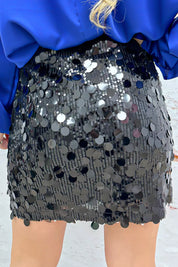All Eyes On You Paillet Skirt - Black