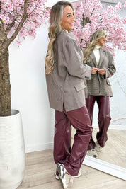 Oversized checkered blazer - Bordeaux
