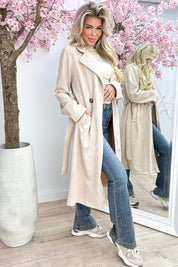 Long suede trenchcoat - Beige