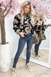 Leopard wavy bomber - Zwart