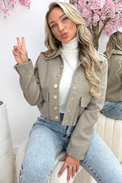 Gold button vilt jacket - Taupe