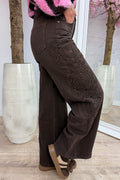 Crochet flowers wide leg jeans - Brown