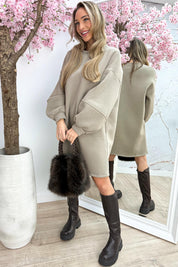 Oversized sweater dress - Taupe