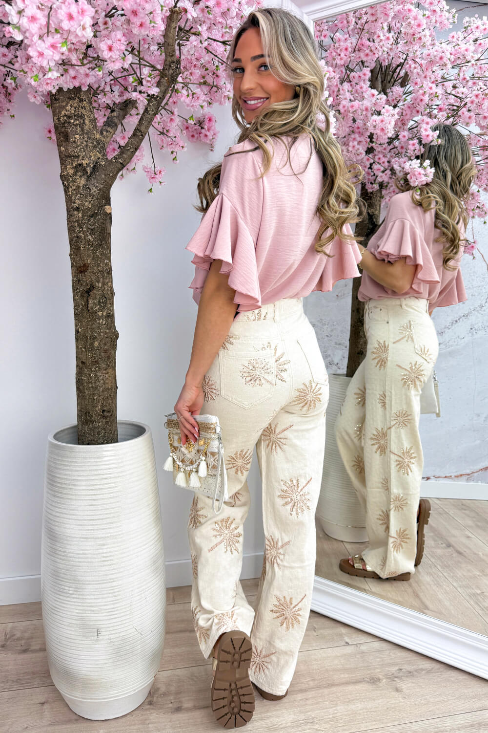 Rio ruffle topje - Oud roze