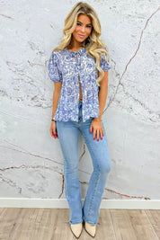 Rosy bow topje - Sky blue