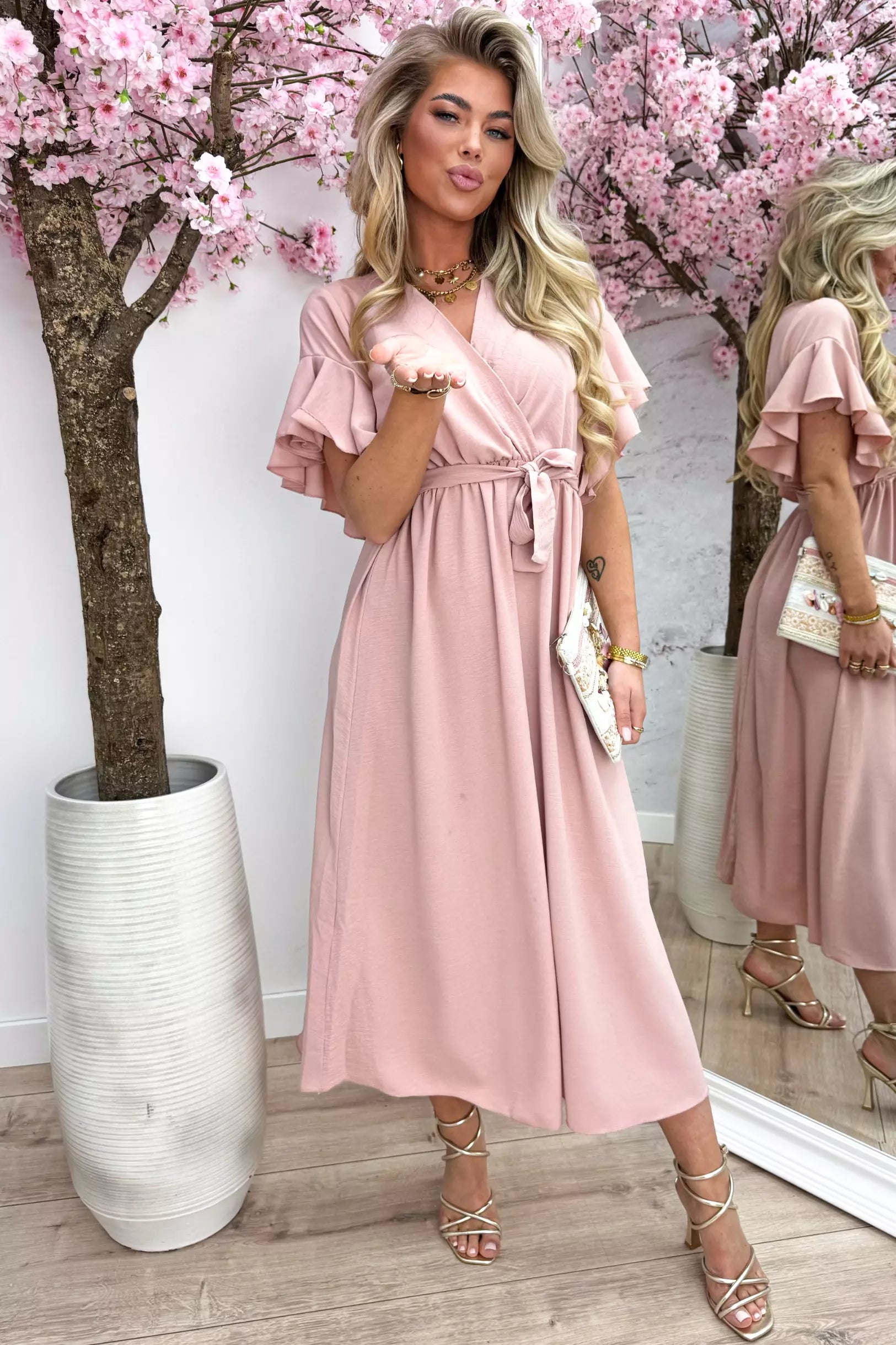 Rio Ruffle Maxi Kleid - alt Pink