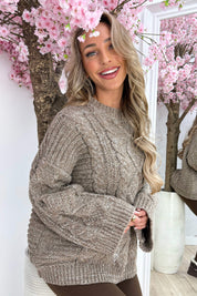 Snowy dreams cable trui - Taupe