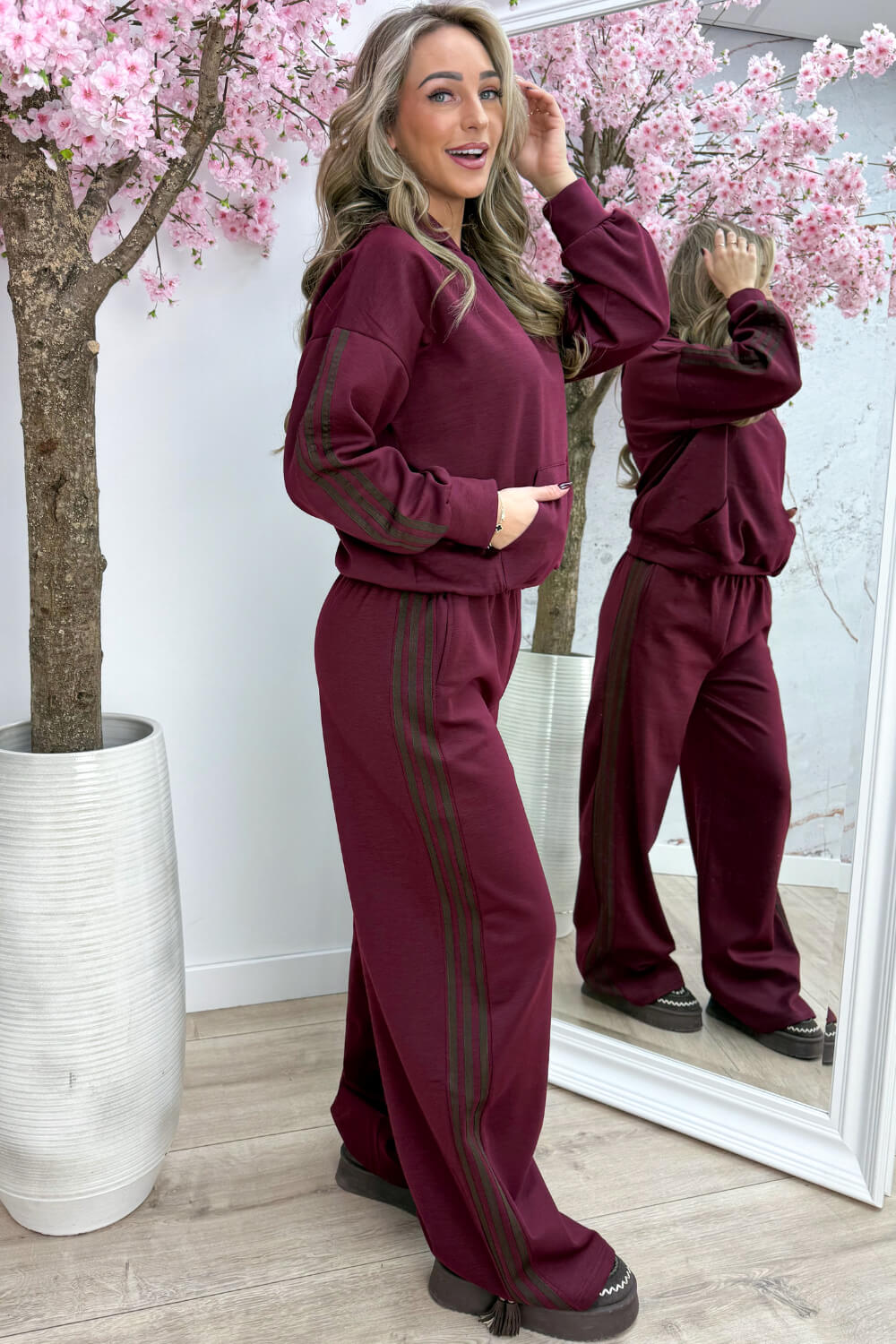 Triple stripes comfy co-ord - Bordeaux