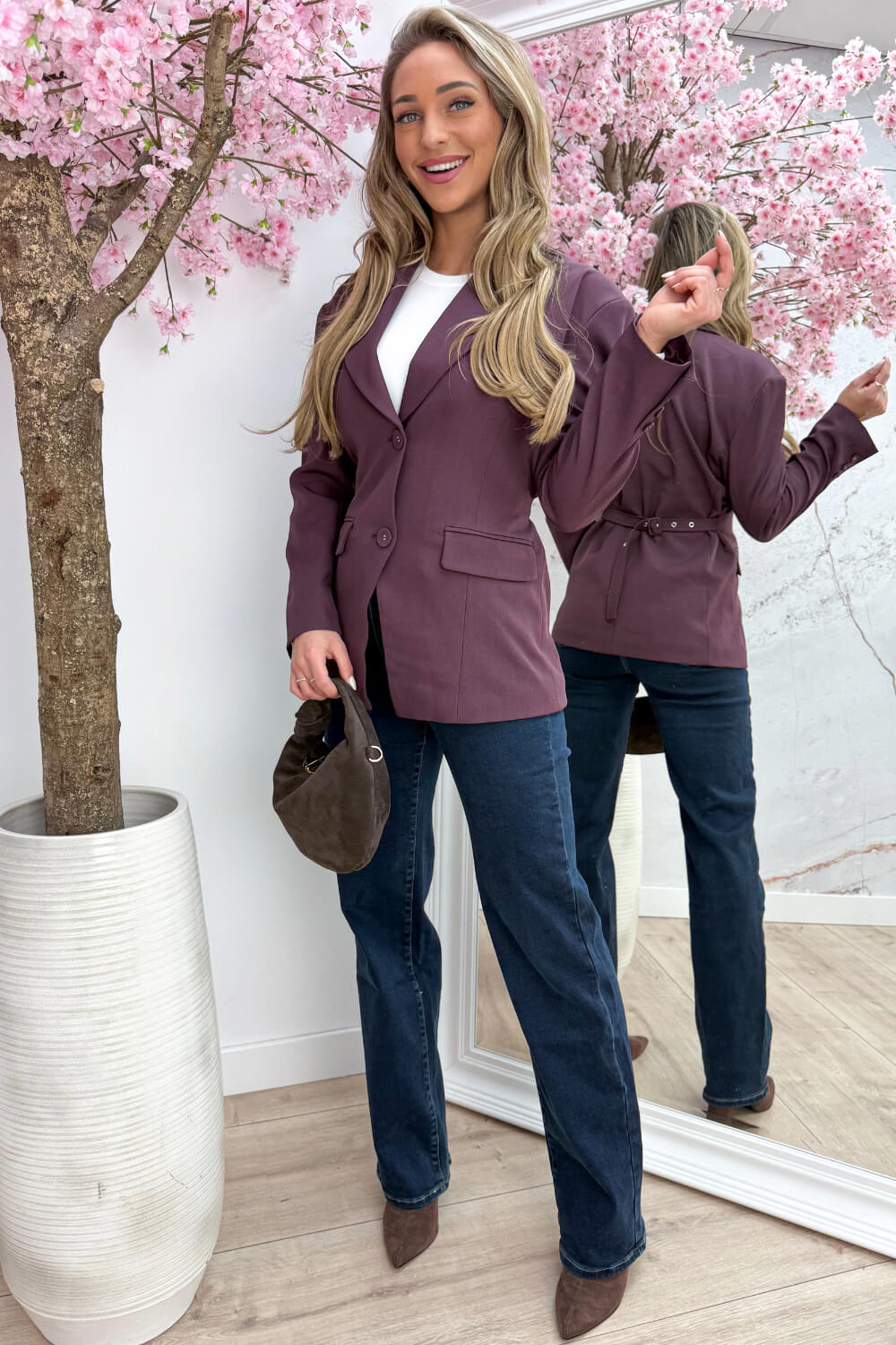 Favorite fit belted blazer - Berry purple