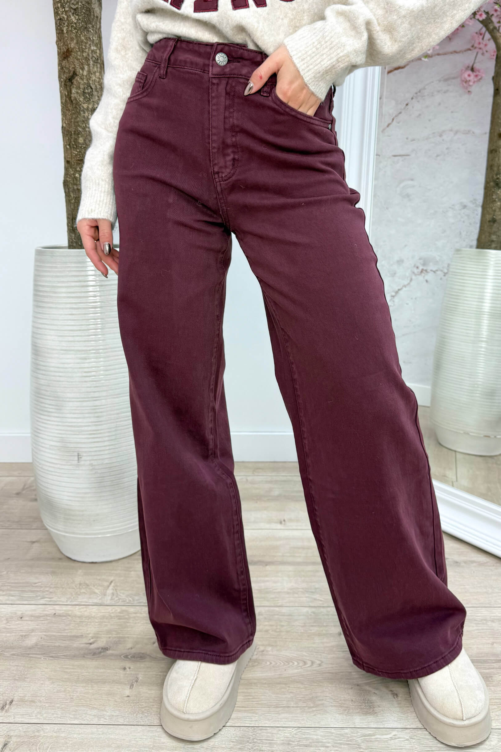 Wide leg jeans RD9091-7 - Bordeaux