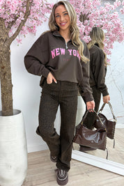 NY teddy zipper sweater - Bruin