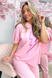Leopard lightning T-shirt - Roze