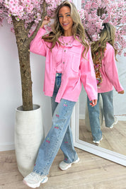 I love teddy denim jacket - Lollypop roze