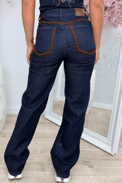 Cable wide leg jeans W3775-1 - Jeans blue