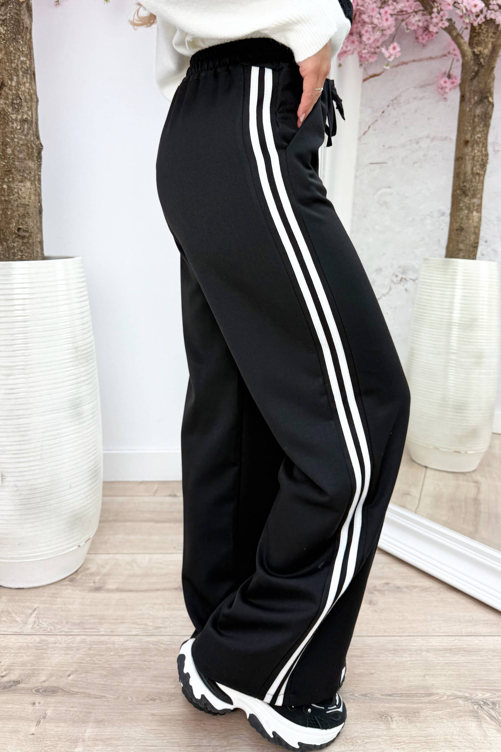 Comfy stripes pants - Zwart