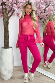 Hearts mesh topje - Fuchsia