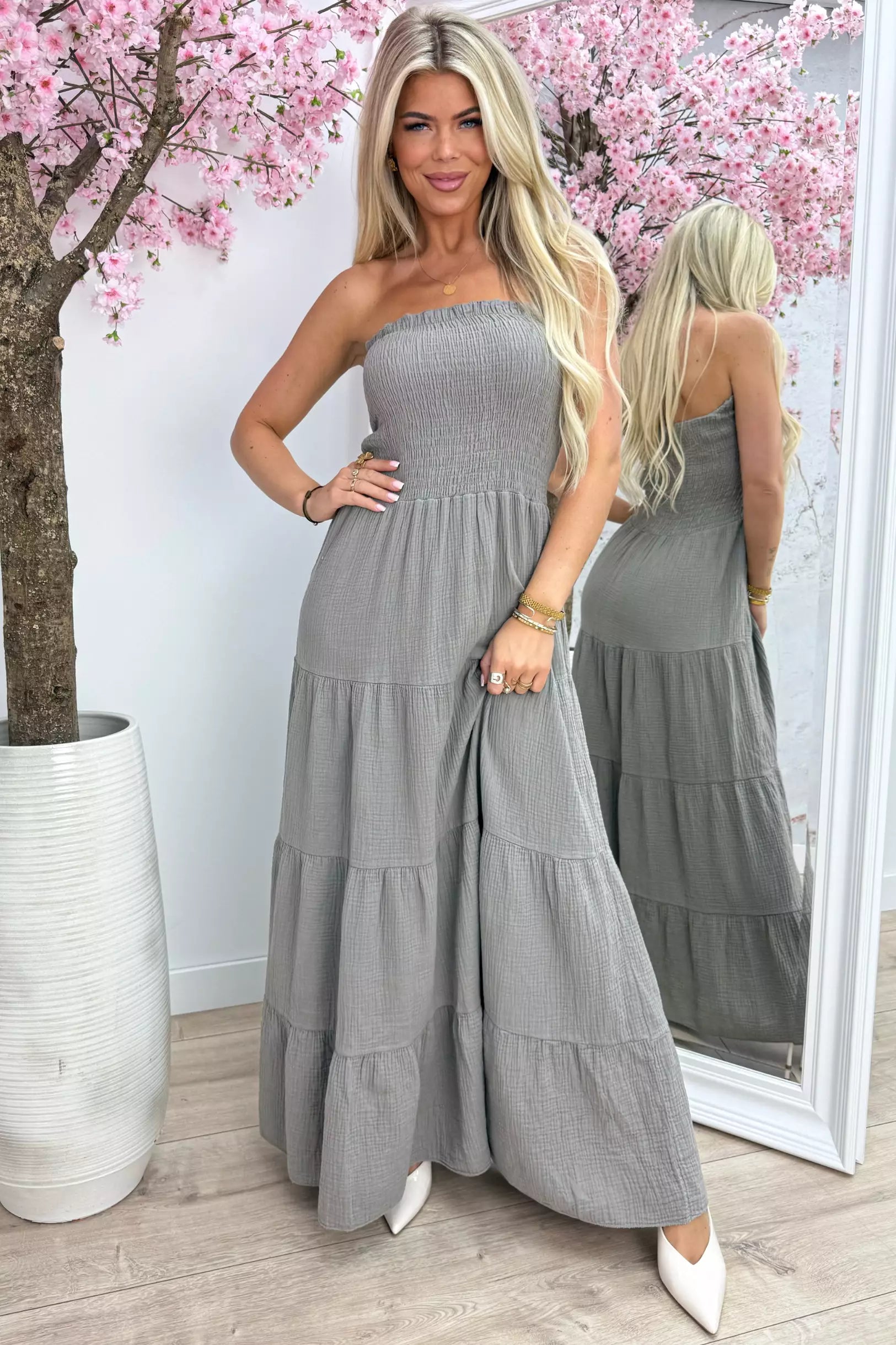 Robe de coton sans bretelles - Taupe du lieutenant