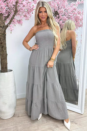 Robe de coton sans bretelles - Taupe du lieutenant