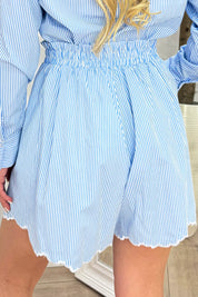 Embroidery stripe short - Sky blue
