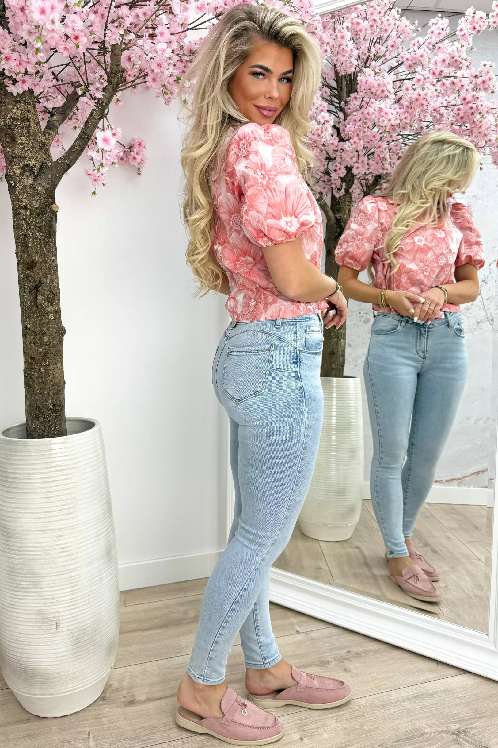 Always bloomy omslag topje - Roze