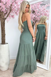 Robe en coton sans bretelles - Armée