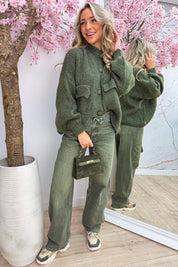Snuggle up knitted trui - Army