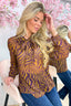 Zebra romance bow topje - Camel