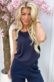 Lurex basic singlet - Navy