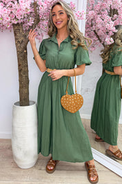 Monaco maxi dress (Incl. riem) - Army
