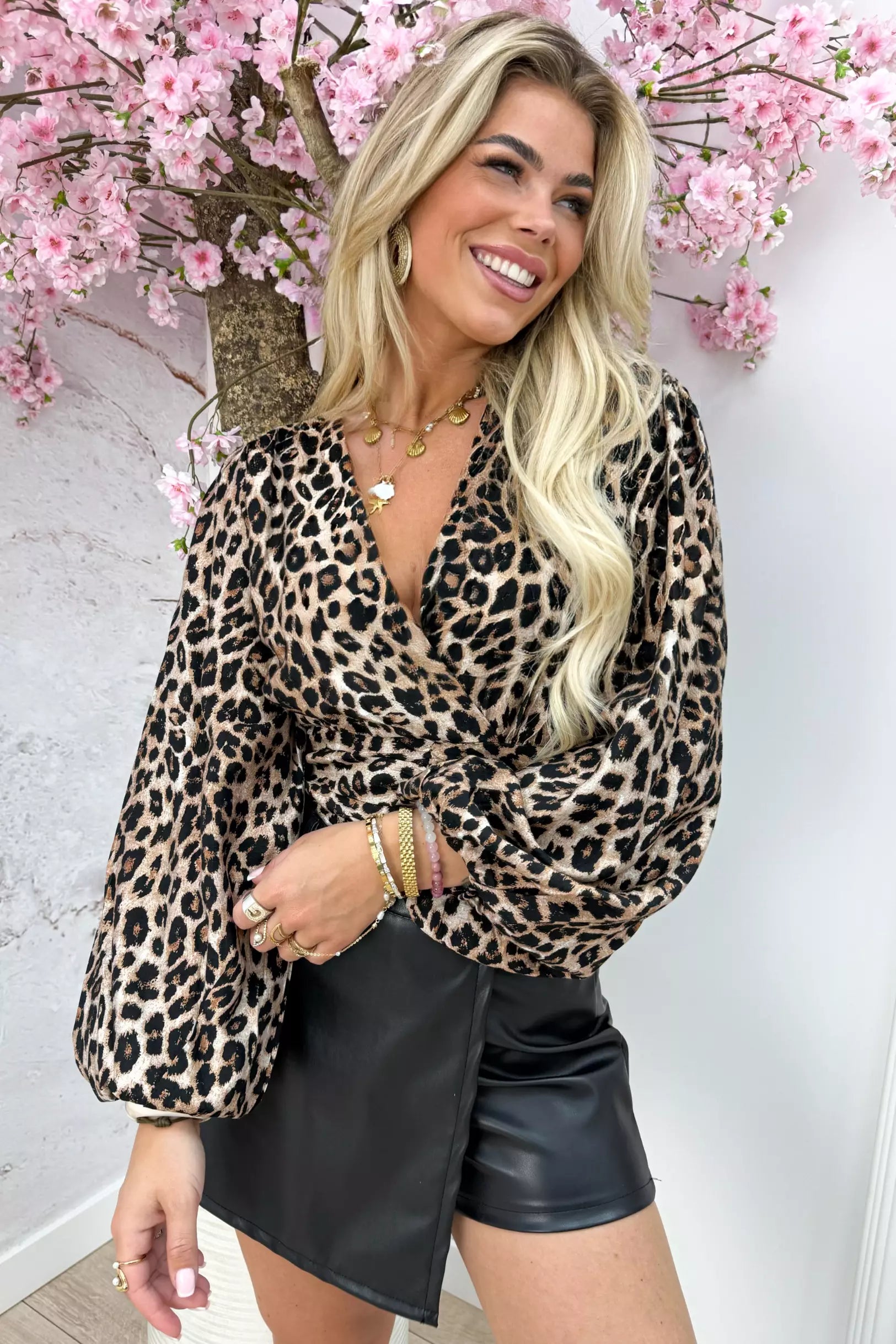 Wild leopard topje - Zwart