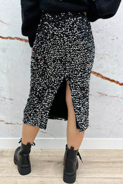Paillet Split Skirt - Black