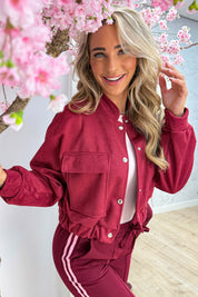 Suede look bomber - Bordeaux