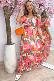 Sunset bloom maxi dress - Fuchsia