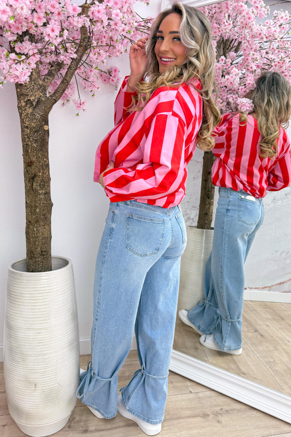 Stripe season cotton jacket - Rood