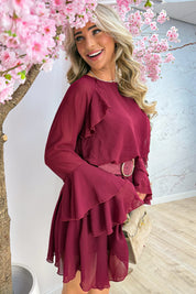 Joy ruffly dress - Bordeaux