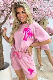 Double palm tree comfy co-ord - Roze