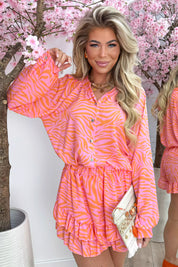 Zebra ruffle co-ord - Lollypop roze