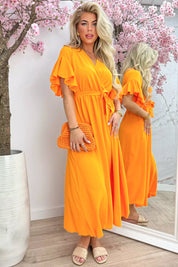 Rio ruffle maxi dress - Lt. oranje