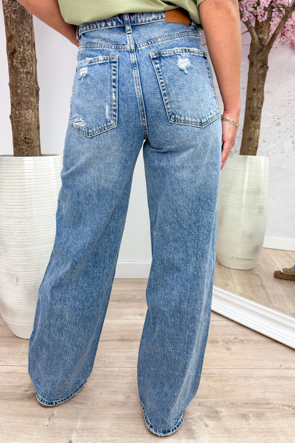 Fold over wide leg jeans (Queen Hearts) - Jeans blue
