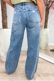Fold over wide leg jeans (Queen Hearts) - Jeans blue