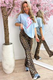 Leopard lightning T-shirt - Sky blue