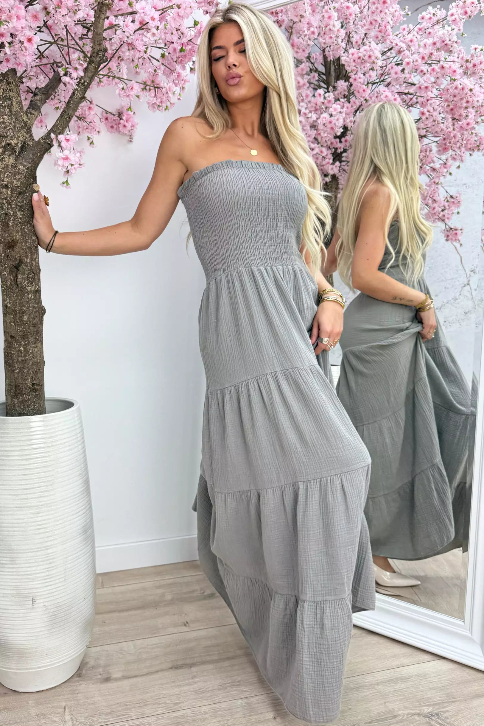 Robe de coton sans bretelles - Taupe du lieutenant