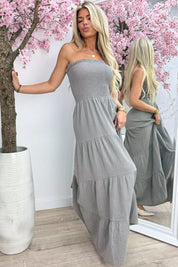 Robe de coton sans bretelles - Taupe du lieutenant