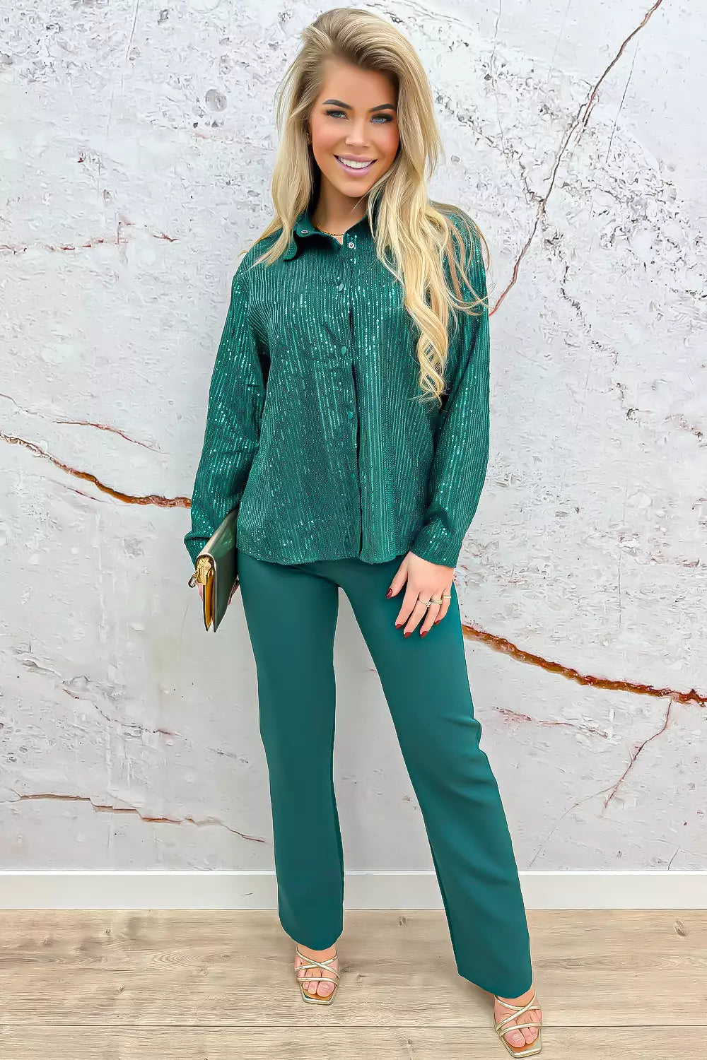 Merry & bright paillet blouse - Groen